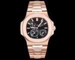 Patek Philippe Nautilus Cal.240PS Movement 40mm Black Dial Rose Gold Strap Watch